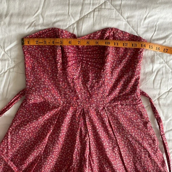 American Eagle Pink Ditsy Flowers Strapless Dress - Picture 11 of 13